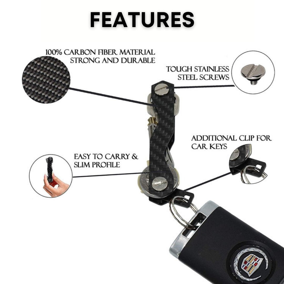 AirTrackMate Carbon Fiber Key Holder Smart Key Wallet DIY Keychain EDC Pocket Car Key Organizer Chains Keychain Household Key Clip Keysmart